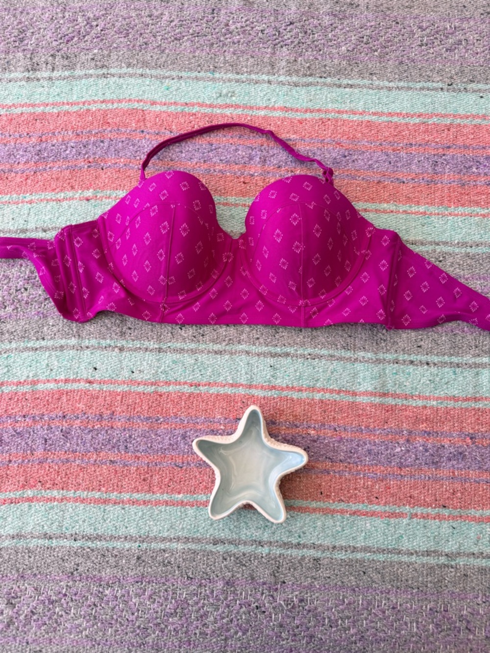 Old Navy Pink Bandeau Bikini Top XL Strapless Molded Cups Halter Swim